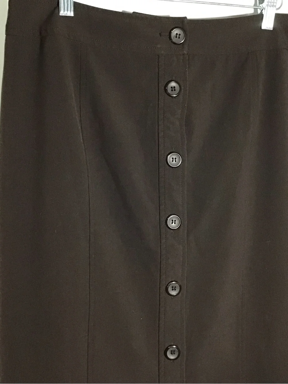 Kim Rogers Brown Button-Front Pencil Skirt 12P